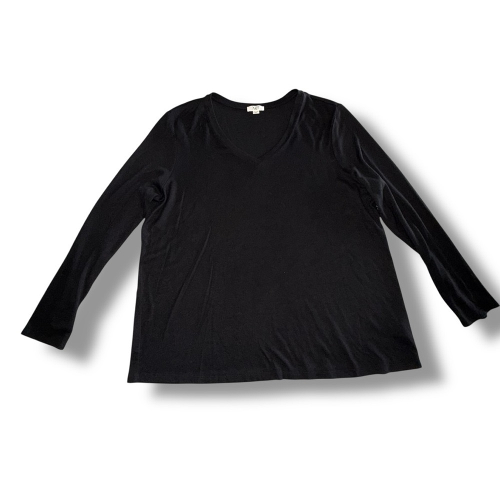 NZT by NIC+ZOE V-Neck Sweet Dreams Long Sleeve Top - XXL Black - Picture 5 of 12